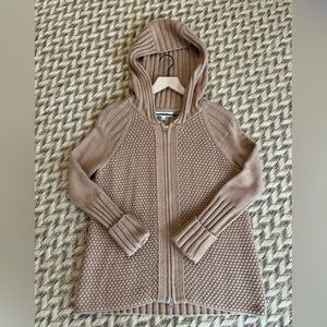 Victor Alfaro Zip Up Hooded Sweater - Women's Small Tan EUC - Beige Knit